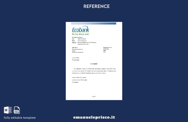 modello di riferimento per la chiusura dell'Ecobank della Repubblica Centrafrica